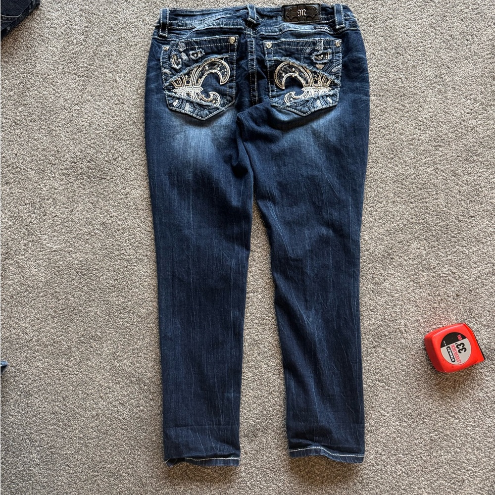 Miss Me Dark Blue Jeans with Embellished Pockets